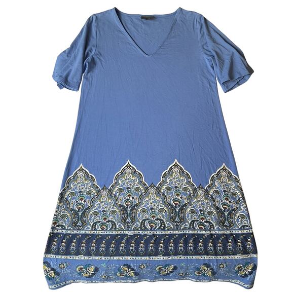 J. Jill Women Dress XS Blue Geometric Shift Wearever Collection Short Sleeve - Picture 1 of 9